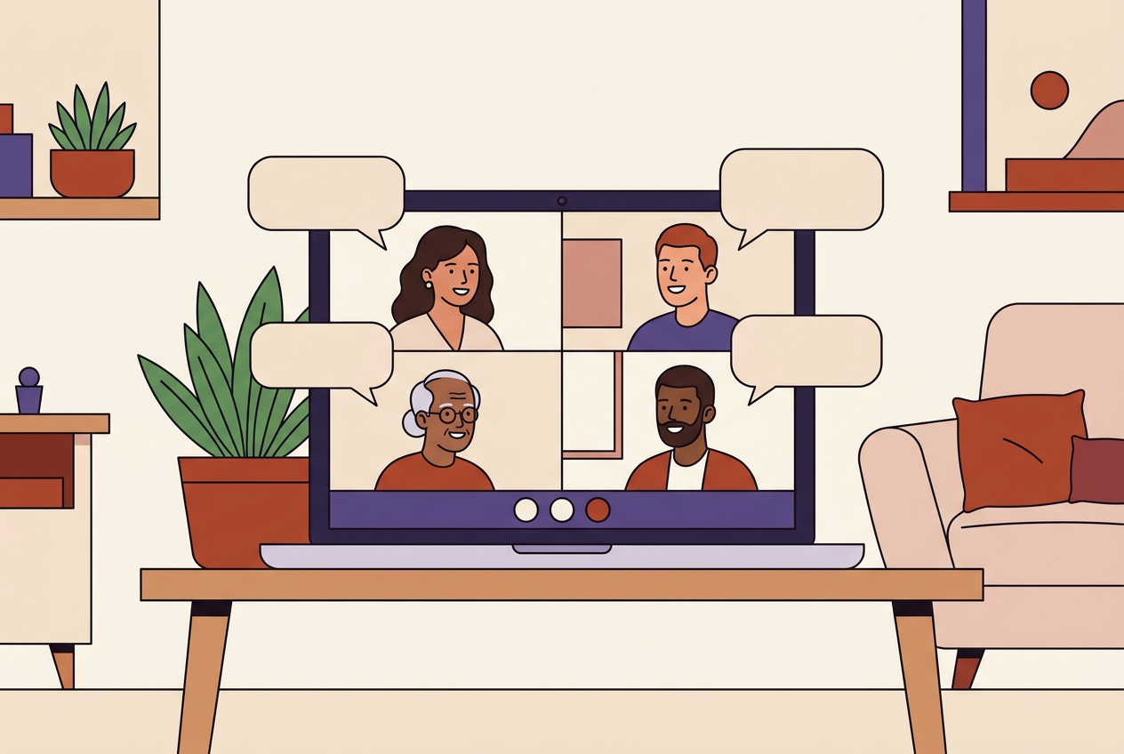 A small group video conversation